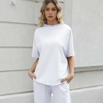 SeeLuNa Womens Tops Batwing Sleeve Mock Neck T Shirts Oversized Tees Maternity Workout Casual Blouses Trendy Y2K Outfits(White,M)