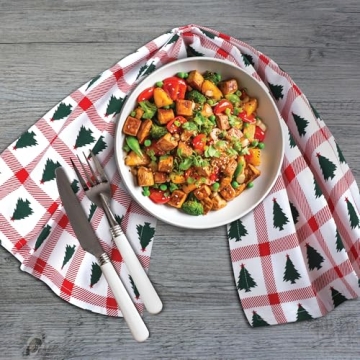 Urban Villa Christmas Kitchen Towels Premium Quality Cotton 6-Pack