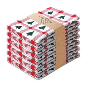 Urban Villa Christmas Kitchen Towels Premium Quality Cotton 6-Pack