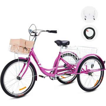 Viribus Tricycle for Adults 1 Speed with Baskets