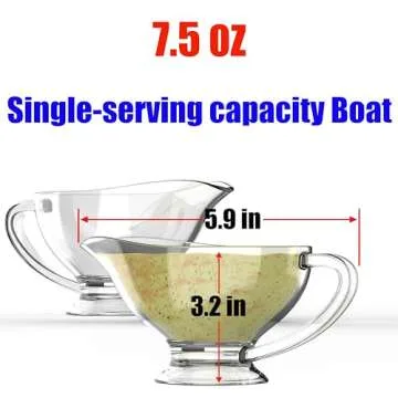 XANADU Set of 2 Gravy Boat | Dripless Spout, Ergonomic Handle | 7.5 OZ for Sauces, Gravy, Dressings, Milk