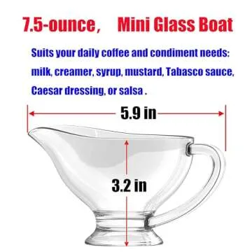 XANADU Set of 2 Gravy Boat | Dripless Spout, Ergonomic Handle | 7.5 OZ for Sauces, Gravy, Dressings, Milk