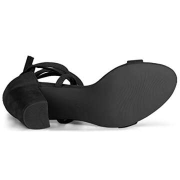 Allegra K Women's Strappy Chunky High Heels Lace Up Black Heels Sandals - 7 M US