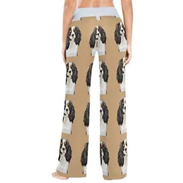 Cavalier King Charles Spaniel Women's Pajama Lounge Pants Casual Drawstring Stretch Sleepwear Wide Leg(S)