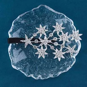 Yheakne Crystal Rhinestone Bling Hair Accessories: Decorative Star Barrette, Hair Pin, and Headpiece for Women and Girls (Silver)