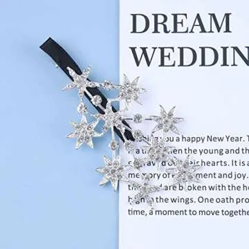 Yheakne Crystal Rhinestone Bling Hair Accessories: Decorative Star Barrette, Hair Pin, and Headpiece for Women and Girls (Silver)