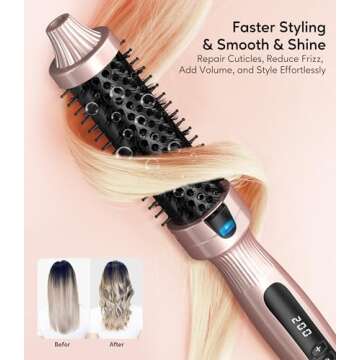 Terviiix Thermal Brush 1.25 Inch Makes Volume Curls, Ceramic Tourmaline Ionic Hot Brush Heated Round Brush Volumizer, Digital Display 9 Temperatures Curling Iron Hair Curling Brush, Dual Voltage