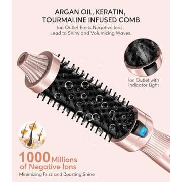 Terviiix Thermal Brush 1.25 Inch Makes Volume Curls, Ceramic Tourmaline Ionic Hot Brush Heated Round Brush Volumizer, Digital Display 9 Temperatures Curling Iron Hair Curling Brush, Dual Voltage