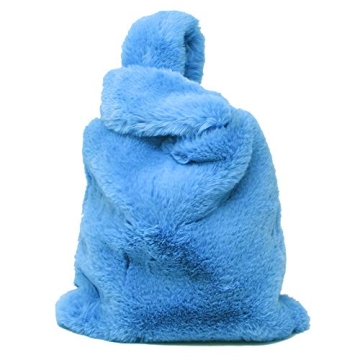 Chic Teal Faux Fur Slouchy Tote Bag with Unique Strap Design