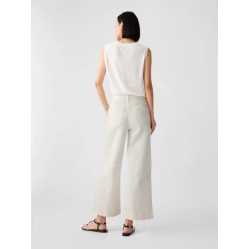 GAP High Rise Wide Leg Jeans in Vintage White for Women