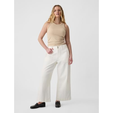 GAP High Rise Wide Leg Jeans in Vintage White for Women