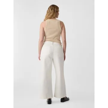 GAP High Rise Wide Leg Jeans in Vintage White for Women