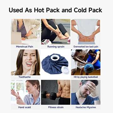 BICAREE Ice Pack for Injuries Reusable, Ice Bags Hot Water Bag for Hot & Cold Therapy and Pain Relief with Cover, No-Leak Elastic Breathable Ice Bag, Size 9"