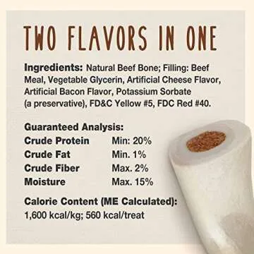 Cadet Double Stuffed Shin Bone - Highly Digestible, High Protein, Long-Lasting Dog Chew Bone for Aggressive Chewers, Supports Dental Health, - Bacon & Cheese Flavor, Large (1 Count)