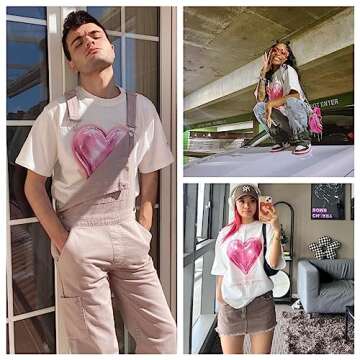 Vamtac Oversized Graphic Tees Vintage Love Balloon Printed Casual Streetwear Tops Summer Cotton T Sh...