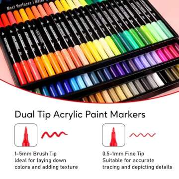 Dual Tip 72 Colors Acrylic Paint Markers for Crafts and Art