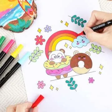 Dual Tip 72 Colors Acrylic Paint Markers for Crafts and Art