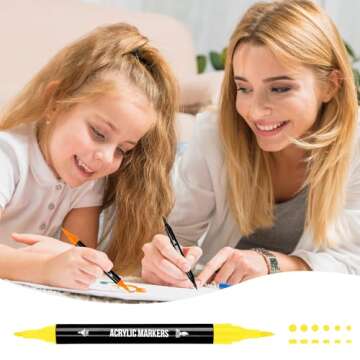 Dual Tip 72 Colors Acrylic Paint Markers for Crafts and Art