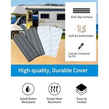 OCEANBROAD EVA Foam RV Step Cover 16''x6.5'' 4 Pack with Self Adhesive for Ladders Trailers Truck Campers RV Steps Treads, Dark Gray