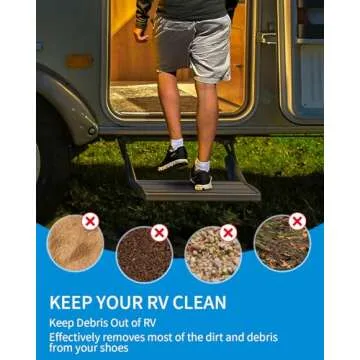 OCEANBROAD EVA Foam RV Step Cover 16''x6.5'' 4 Pack with Self Adhesive for Ladders Trailers Truck Campers RV Steps Treads, Dark Gray