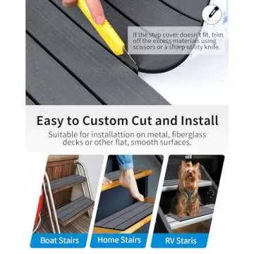 OCEANBROAD EVA Foam RV Step Cover 16''x6.5'' 4 Pack with Self Adhesive for Ladders Trailers Truck Campers RV Steps Treads, Dark Gray