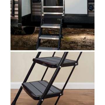 OCEANBROAD EVA Foam RV Step Cover 16''x6.5'' 4 Pack with Self Adhesive for Ladders Trailers Truck Campers RV Steps Treads, Dark Gray