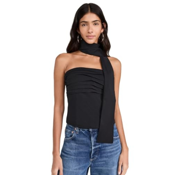 4th & Reckless Women's Gemma Corset Top - Elegant Black Pleated Detail