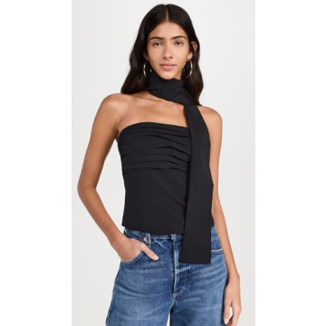 4th & Reckless Women's Gemma Corset Top Black Pleated Elegance