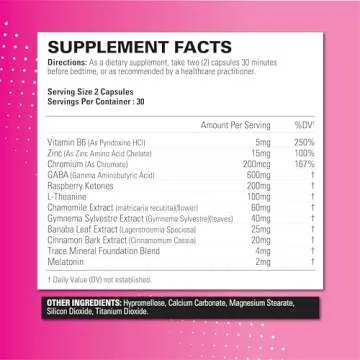 EHP Labs OxyRem for Women - Thermogenic Night Time Shredder & Natural Sleep Aid Supplement with Melatonin 5g | L Theanine Supplement for Stress Relief - Natural Sleep Aids for Adults (60 Capsules)