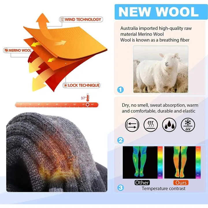 Merino Wool Ski Socks for Winter Sports & Hunting