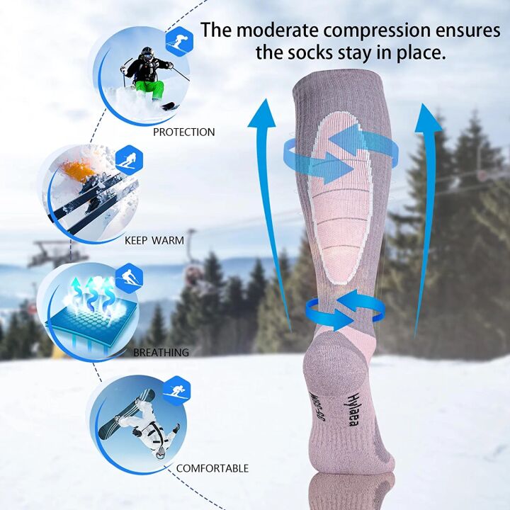 Merino Wool Ski Socks for Winter Sports & Hunting