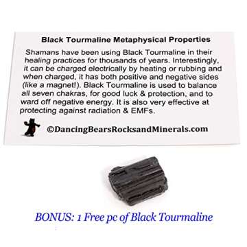 DANCING BEAR Selenite Crystal Stick (10"-12" Long), Large Raw Rough Wand Clearing Energy, Powerful Charging Plate, Cleansing, Protection, Chakra Balancing, Healing Natural Stone, and Black Tourmaline