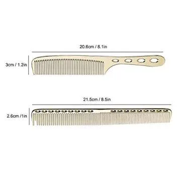 2 pcs Stainless Steel Hair Combs Anti Static Styling Comb Hairdressing Barbers Combs (Gold)