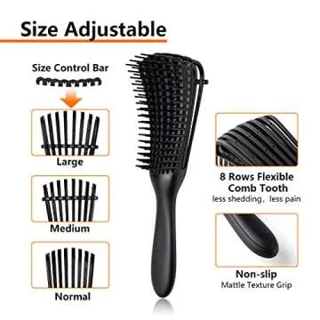 Hair Brush Set, 10 Pcs Detangling Brush Set for Curly Hair, Black Natural Hair and All Kinds of Hairs, Detangling Comb set for Women Men Styling, for Wet or Dry Hair, with Wide Tooth Detangling Comb