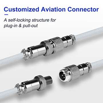 UCINNOVATE Pro Custom Coiled 1.8M USB C Cable for Gaming Keyboard, Double-Sleeved Mechanical Keyboard Cable with Detachable Metal Aviator, White