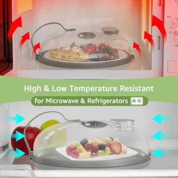 Microwave Splatter Cover with Water Steamer for Food - 10 Inch Steam Microwave Splatter Guard with Handle Plate Covers for Heating Food Splash Oven Lid with Built in Steamer