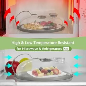 Microwave Splatter Cover with Water Steamer for Food - 10 Inch Steam Microwave Splatter Guard with Handle Plate Covers for Heating Food Splash Oven Lid with Built in Steamer
