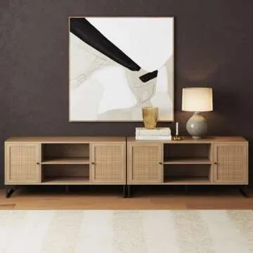 Nathan James 74101 Mina Modern TV Stand, Entertainment Cabinet, Media Console with Storage Doors for Living Room or Media Room, Oak/Black, Set of 2