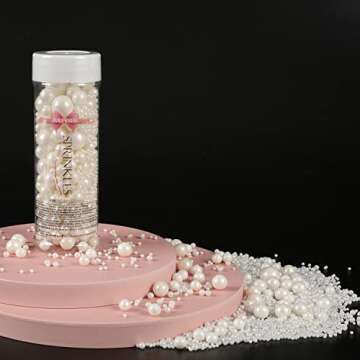 Kasvan White Pearl Sugar Sprinkles for Cake & Cookie Decorating