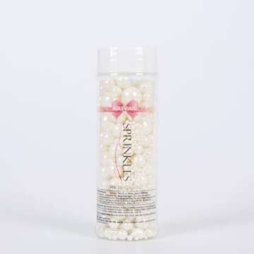 Kasvan White Pearl Sugar Sprinkles for Cake & Cookie Decorating
