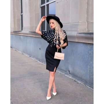 JENN ARDOR Women's Pumps Low Heels Pointed Closed Toe Kitten Dress Shoes for Women Comfortable Stiletto Heeled Sandals Classic Wedding Party D'Orsay Work Pumps White 8