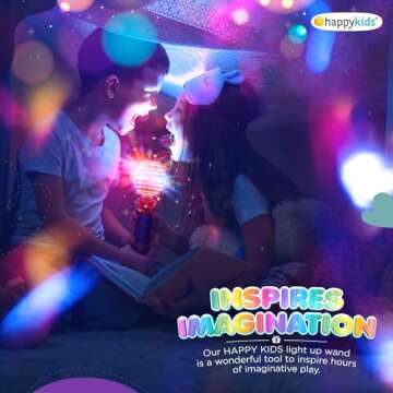 Happy Kids LED Magic Orb Wand Toy - Color Changing Star Globe - Spinning Fun - Great Sensory Toy for Kids with Batteries and Strap