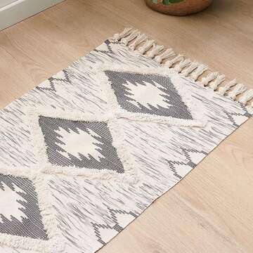 Boho 2x3ft Tufted Cotton Bathroom Rug