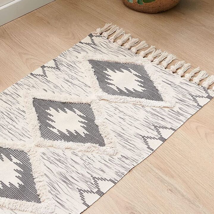 Boho 2x3ft Tufted Cotton Bathroom Rug