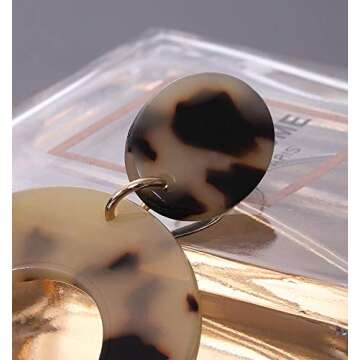 Acrylic Earrings For Women Statement Geometric Earrings Resin Acetate Drop Dangle Earrings Mottled Hoop Earrings Fashion Jewelry (Leopard)