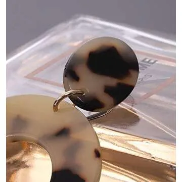 Acrylic Earrings For Women Statement Geometric Earrings Resin Acetate Drop Dangle Earrings Mottled Hoop Earrings Fashion Jewelry (Leopard)