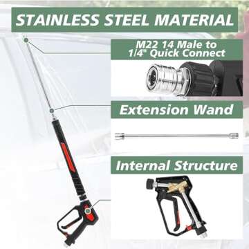 RIDGE WASHER Pressure Washer Gun - 5000 PSI Durable Adjustable Wands with Quick Connect