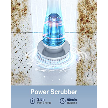 LABIGO Electric Spin Scrubber with Adjustable Handle and 7 Brush Heads