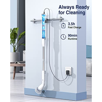 LABIGO Electric Spin Scrubber with Adjustable Handle and 7 Brush Heads