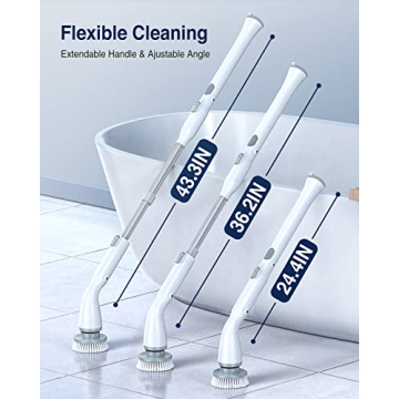 LABIGO Electric Spin Scrubber with Adjustable Handle and 7 Brush Heads